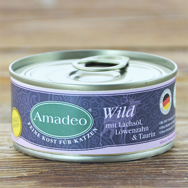 阿瑪德鹿肉主食罐, 100g
Amadeo Deer with Salmon Oil, Dandelion and Taurin100g